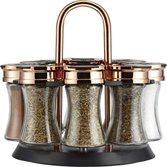 Tower Rose Gold Rotating Spice Rack with 8 Jars