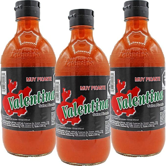 Valentina Salsa Picante Black Extra Hot Sauce 370ml (Pack of 3)